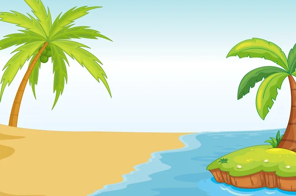 Palma di cocco sulla riva del mare — Vettoriale Stock