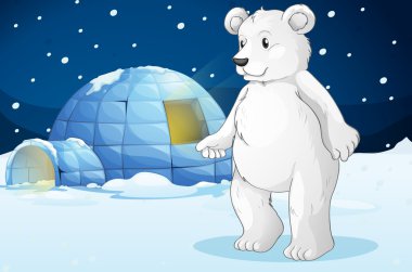 polar bear and igloo clipart