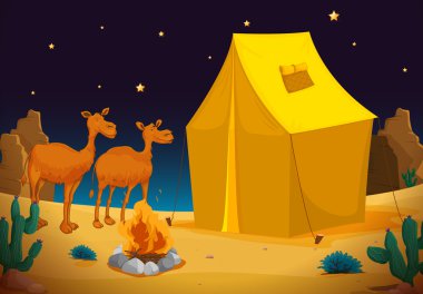 camels and tent clipart