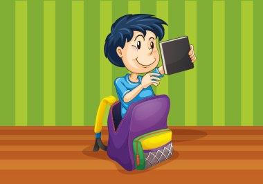 a boy in the bag clipart