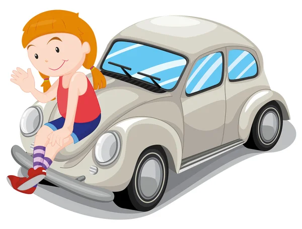 Girl and car — Stock Vector