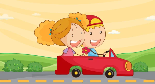 Діти в автомобілі — стоковий вектор
