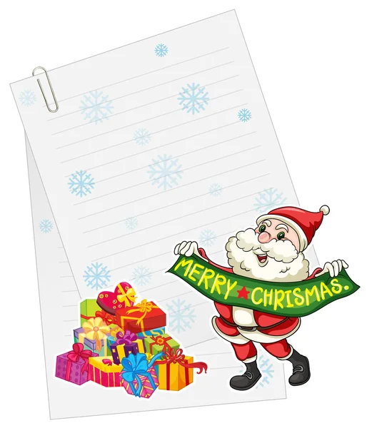 Santaclause, gift boxes and paper note — Stock Vector