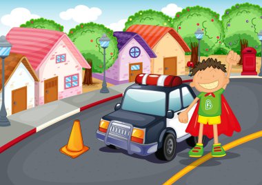 a boy and car clipart