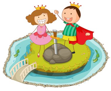 kids playing on island clipart