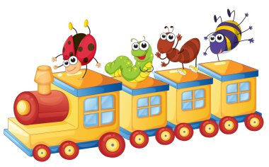 various insects on train clipart