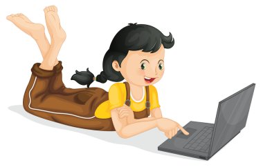 laptop and girl clipart