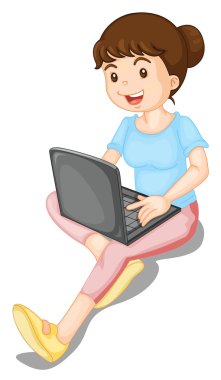 laptop and girl clipart