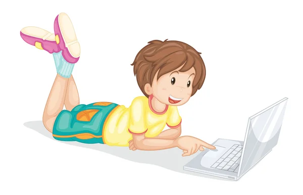 Laptop ve çocuk — Stok Vektör