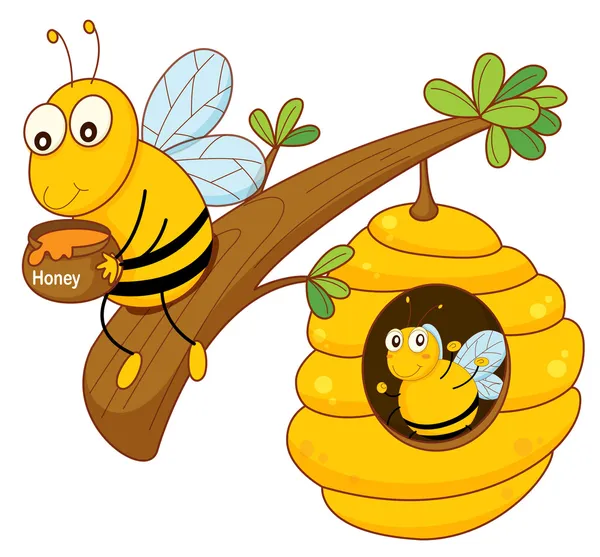 Mel abelha e pente —  Vetores de Stock