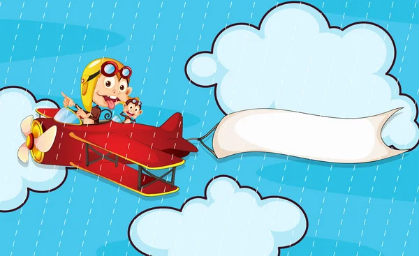 猴子在飞机 — 图库矢量图片