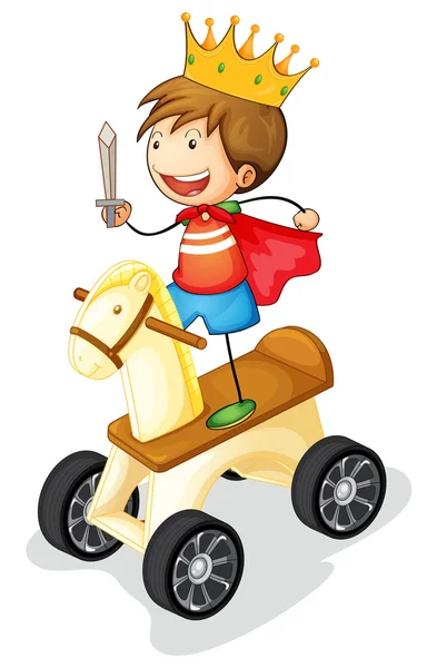 Boy on toy horse — Stock Vector