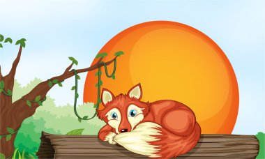 fox resting on wood clipart