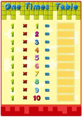 Times table card clipart