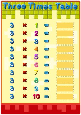 Times table card clipart