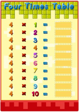 Times table card clipart