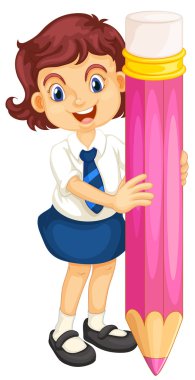 Girl with pencil clipart