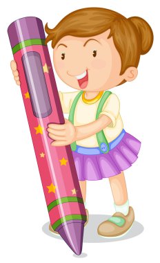 Girl with pencil clipart