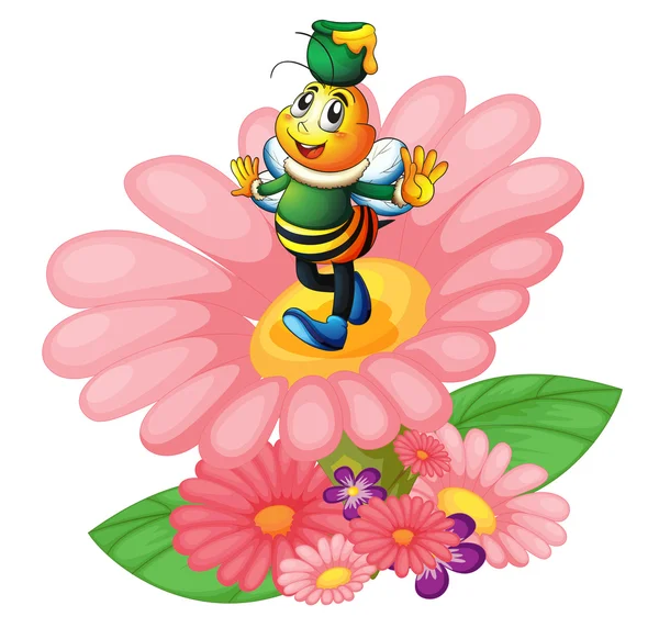 Bal arısı ve çiçekler — Stok Vektör