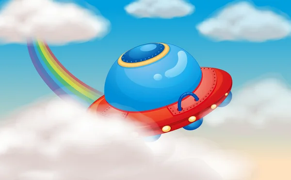 太空飞船和彩虹 — 图库矢量图片