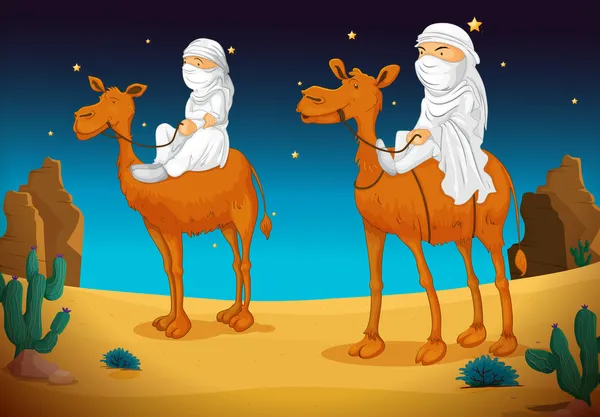 在骆驼上的阿拉伯人 — 图库矢量图片
