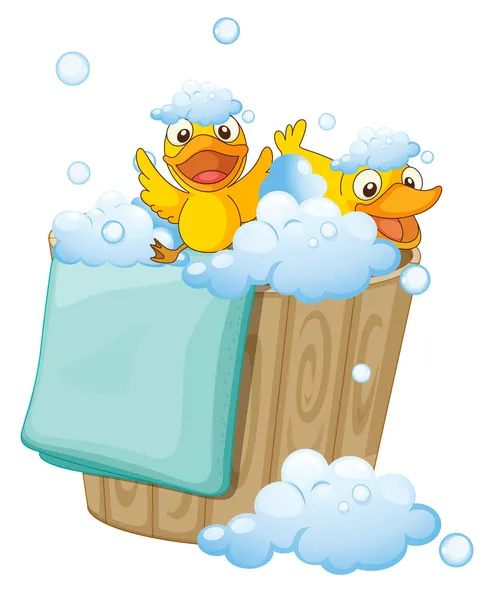 Duckling in a foam bucket — Stock Vector