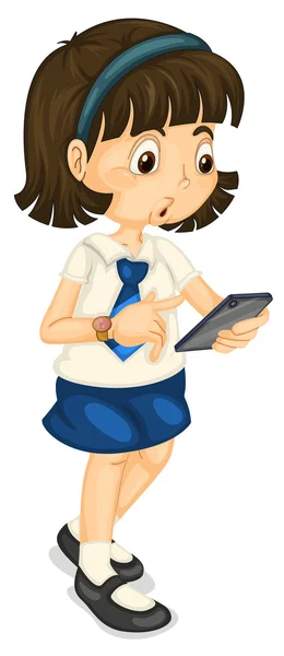 Girl with mobile — Stock Vector