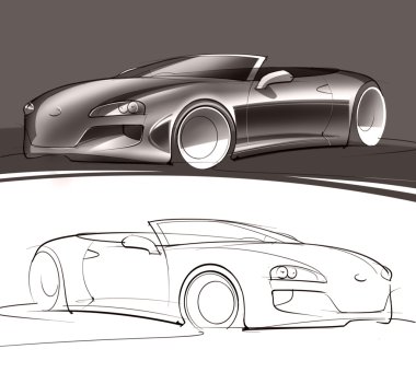 Convertible Rendering and Sketch clipart