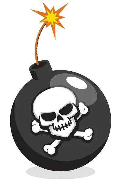 Bombe de dessin animé avec crâne et os croisés — Image vectorielle