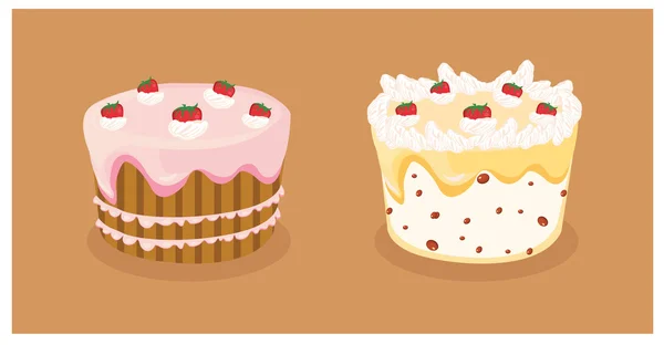 stock vector Vector Strawberry Cakes