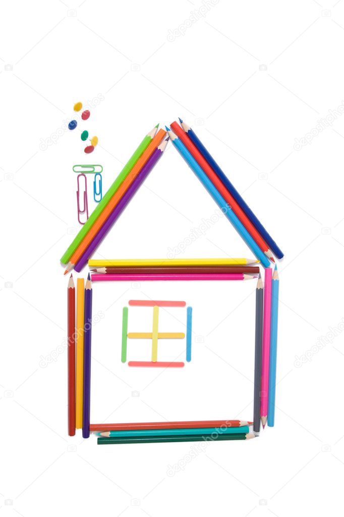 crayons de couleurs clipart house