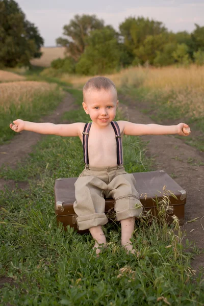 stock image Little boy with blond hair and blue eyes