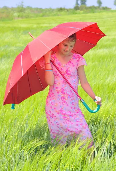 Fille avec parapluie — Photo