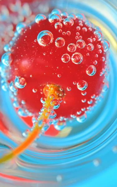 Cherry and bubbles — Stock Photo, Image