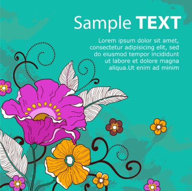 Card with flowers_grunge_