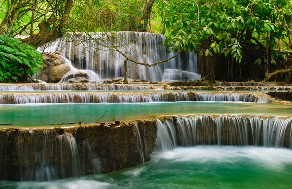 老挝卢安普拉邦广西瀑布 — 图库照片