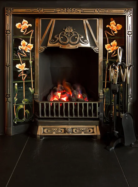 Tiled fireplace — Stock Photo, Image