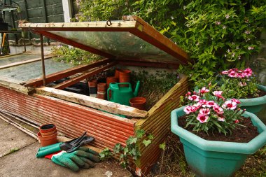 Gardeners cold frame clipart