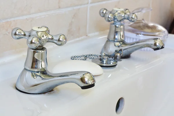 Domestic bathroom taps — Stock Photo, Image