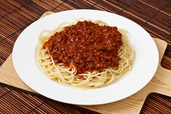 Deska Boloňské špagety — Stock fotografie