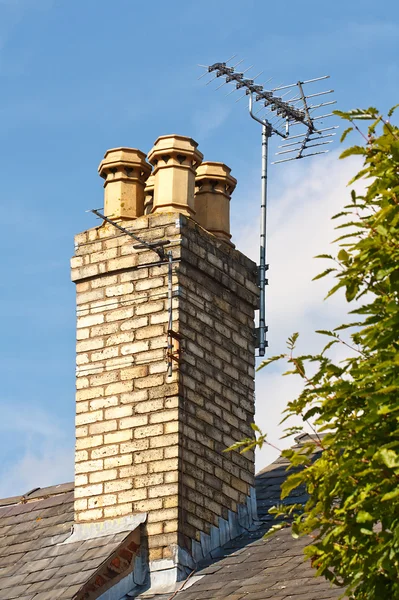Television aerials on chimney — Stock Photo, Image