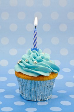 Baby blue first birthday cupcake clipart