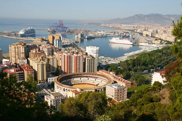 Malaga, Spanje? Panoramisch uitzicht over de stad Stockfoto