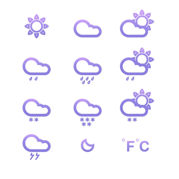Barva povětrnostní podmínky ikony kolekce — Stockový vektor