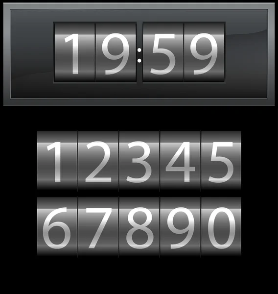 Conjunto de números del 1 al 9, reloj digital, oscuro — Vector de stock