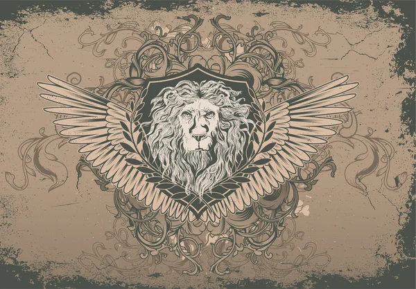 Fond vintage avec tête de lion — Image vectorielle