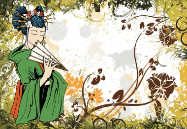 Japon grunge floral arka plan