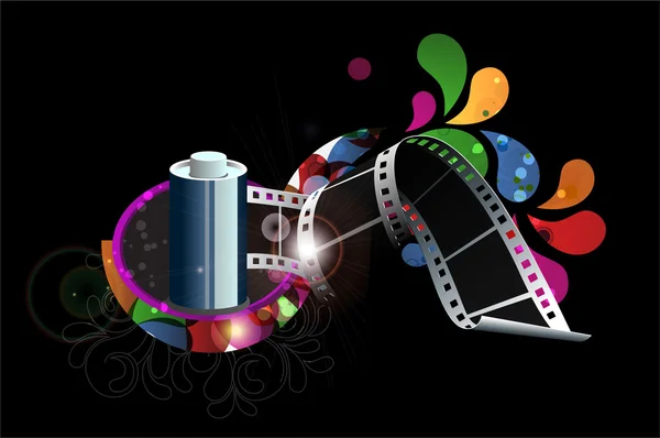Filmstrip met kleurrijke wervelingen — Stockvector