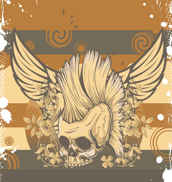 Totenkopf mit Grunge-Hintergrund — Stockvektor