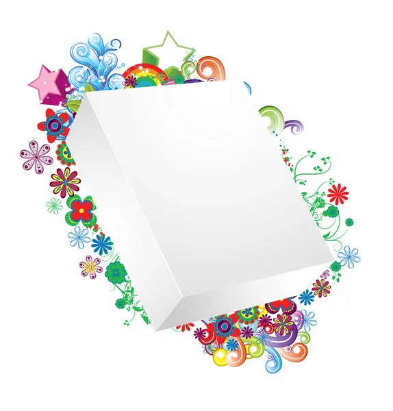 Blank 3d box with flower — стоковый вектор